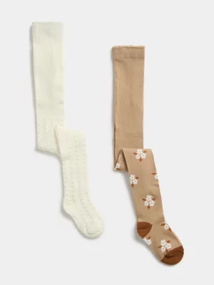 Exact Girl's Natural 2-Pack Tights 