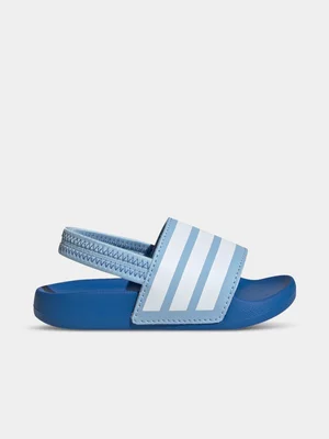 adidas Junior Infant Adilette Estrap Blue Slides 
