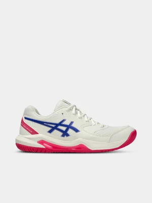 Asics Womens Gel-Dedicate 8 Cream/Blue/Red Tennis Shoes 