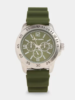 Relay Jeans Men's Textured Green Silicone Watch