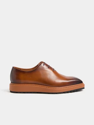 Fabiani Men's Natural Leather Contrast Sole Oxford Tan  Derby