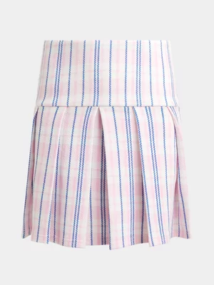 Jet Older Girl's Pink Pleated Check Skirt