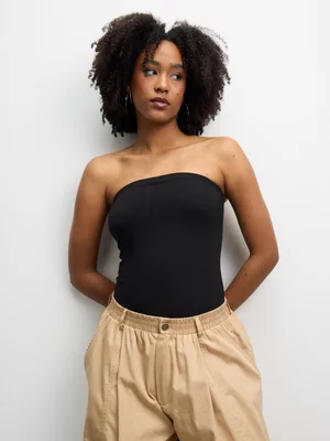 The FIX Women's Black Crepe Bandeau Bodysuit 