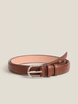 Fabiani Men's Brown Pebble Leather Skinny Smart Belt