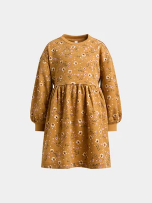 Exact Younger Girl's Yellow Floral Print Sweat Dress