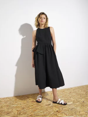 Women's Canvas Jacquard Ruffle Detail Dress