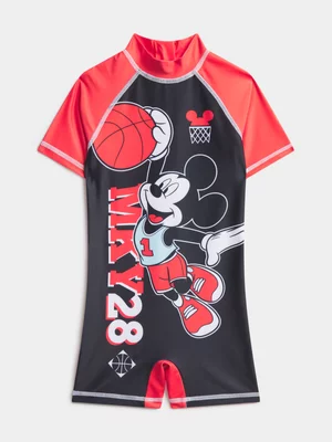 Jet Younger Boys Black & Red Mickey Rashguard