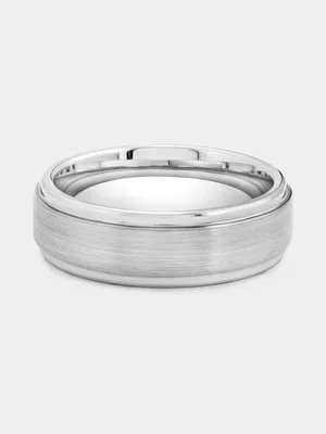 Tungsten Brushed Centre Stripe Ring