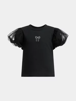 Jet Younger Girls Black Mesh Combo Top