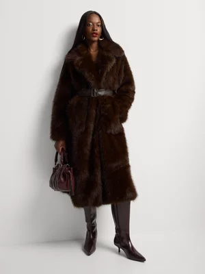 Luella Belted Faux Fur Coat