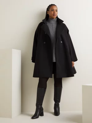 Women's Iconography Double Breasted Melton Swing Coat