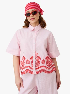 Women's Me&B Red/Pink Anglaise Boxy Shirt