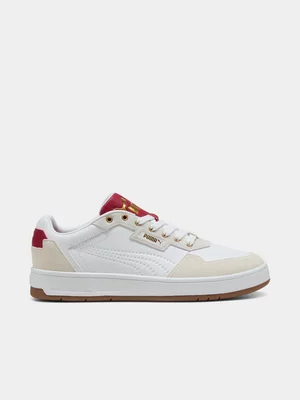 Puma Mens Court Classic Lux White/Red Sneakers 