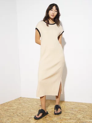 Women's Canvas Contrast Knitwear Column Dress