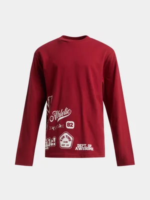 Exact Older Boy's Red Badge Print T-Shirt 