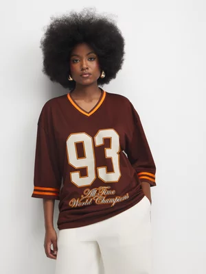 The FIX Women's Brown Oversized Graghic Top