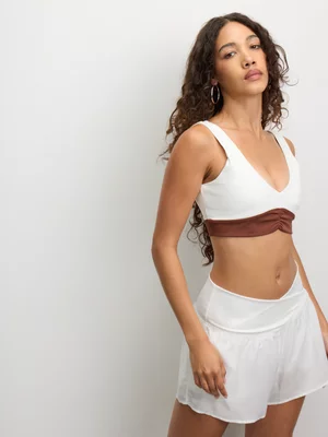 The FIX Women's Milk V-neck Front Ruched Cami Top