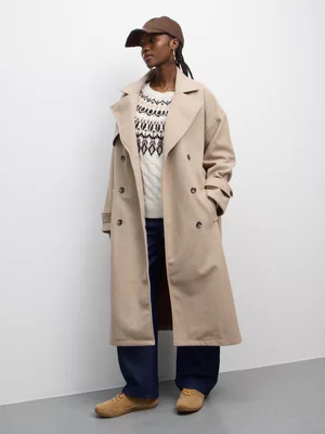The FIX Women's Oatmeal Melton Trench