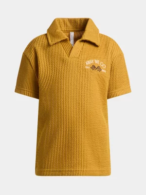 Exact Older Boy's Yellow Textured Johnny Collar Top