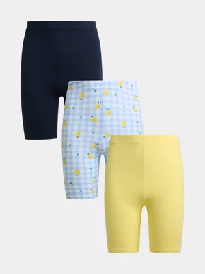Jet Older Girls Blue Yellow Lemon Cycle Shorts