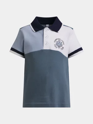 Exact Younger Boy's Blue Colourblock Golfer 