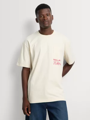 Relay Jeans Men's Boxy Fit Premium Cotton Milk T-Shith