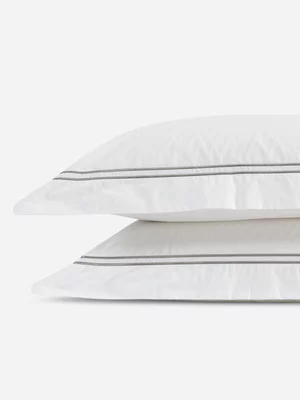 Guest House Perfect 400 Thread Count Percale Pillowcase Set White/Silver