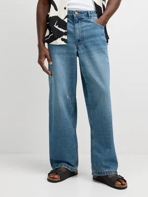 Jet Men's Mid Wash Baggy Denim Jeans