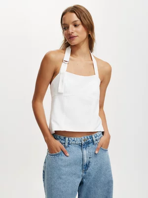 Women's Cotton On White Luis Halter Seam Top