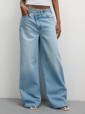 The FIX Women's Light Wash Wide Leg Denim Jeans