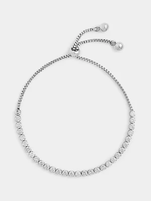 Tempo Jewellery Stainless Steel Cubic Zirconia Slider Tennis Bracelet 