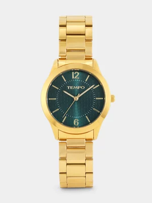 Tempo Gold Plated Green Ombre Dial Bracelet Watch