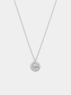 Sterling Silver “FOREVER LOVE” Disc Pendant 