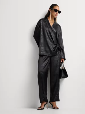 Luella Wrap Satin Blouse