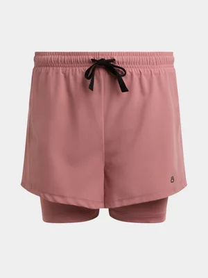 TS KB Girls 2-In-1 Pink Run Shorts