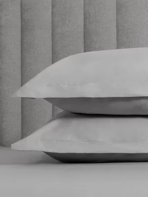 Sheraton Textiles 5cm Oxford Edge Cotton Percale 200 Thread Count Pillowcases Steel Grey