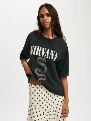 Women's Cotton On Black Nirvana Premium Boxy Graphic T-shirt