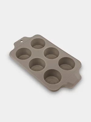 Kitchen Think Silicone 6 Cup Muffin Pan Mocha 