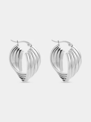 Tempo Jewellery Silver Plated Swirl Hoop Earrings  