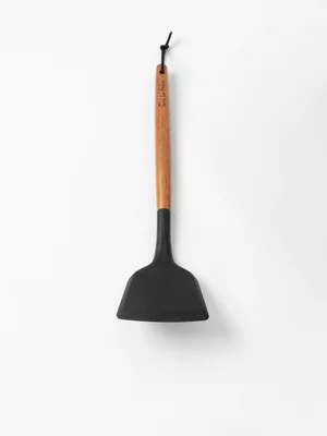 Sur La Table Black Solid Turner with Acacia Wood Handle