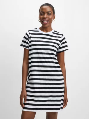Jet Women’s White And Black Stripe T-shirt Dress