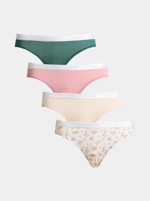Jockey 4-Pack Pink Pretty Petals Bikini Briefs
