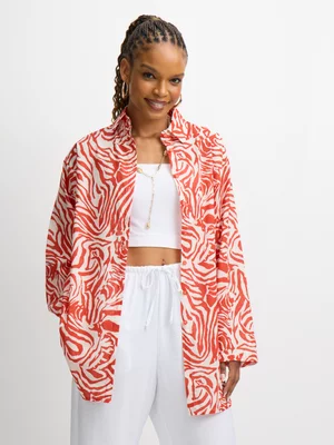 Exact Women's Red & White Print Shirt