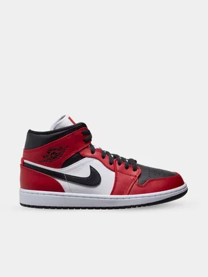 Jordan Men's 1 Mid Black/Red Sneaker