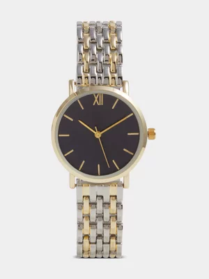 Exact Women's Silver & Gold Metal Link Watch