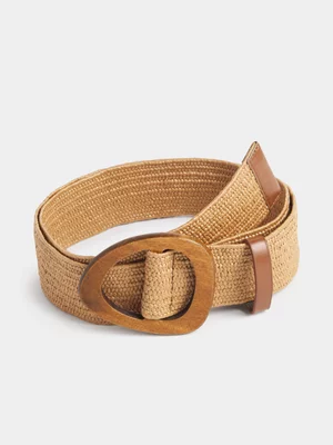 Exact Women's Natural Raffia Stretch Belt
