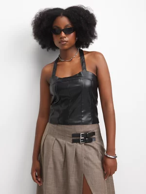 The FIX Women's Black Corset Top With Panel Detail