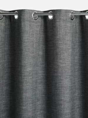Jet Home Charcoal Miya Textured Eyelet Curtain