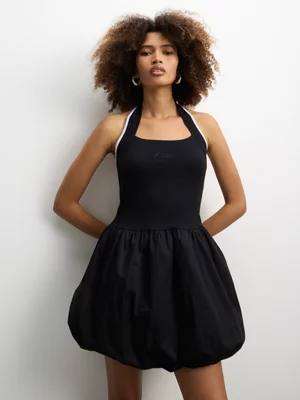 Redbat Women's Bubble Halter Neck Black Dress 