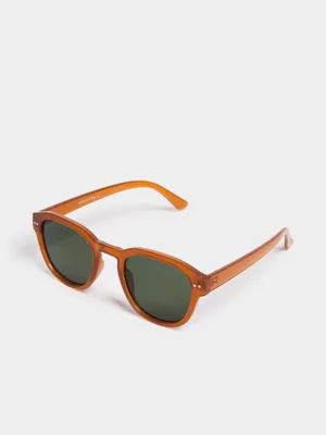 Exact Men's Brown Round Sunglasses
